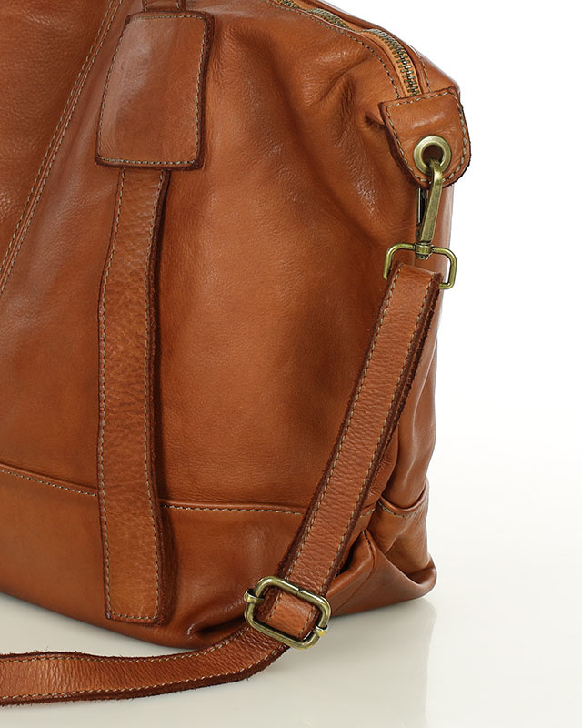 Duża torba shopper A4 z miękkiej włoskiej skóry Marco Mazzini camel