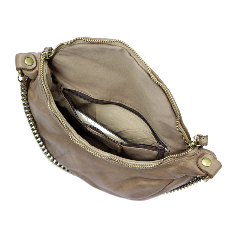 Skórzana Damska listonoszka z łańcuszkiem na ramię i z dopinanym paskiem