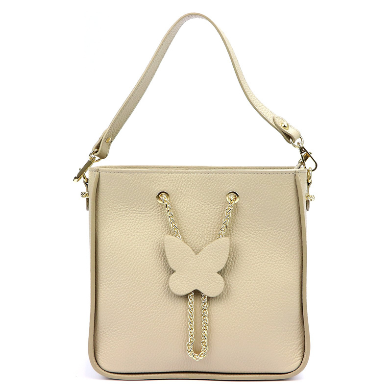 Luka damska listonoszka torebka na ramię skóra naturalna ozdobny motyl