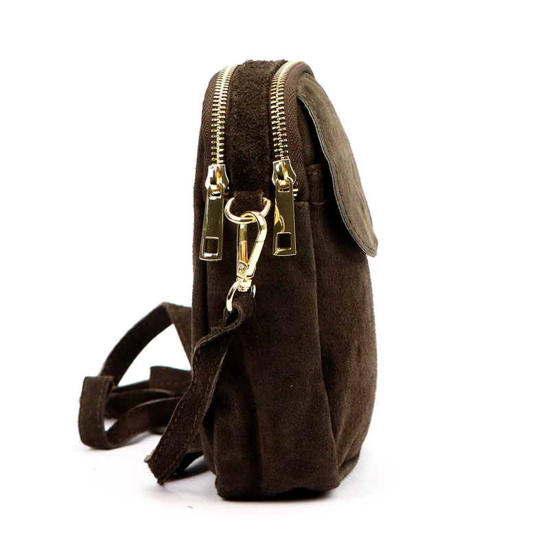 Luka Mała damska dwukomorowa listonoszka skórzana zamszowa przez ramię