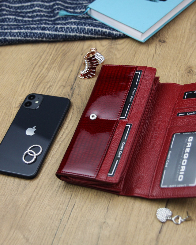 skóra naturalna + Damski portfel ze skóry ekologicznej Gregorio GL-106