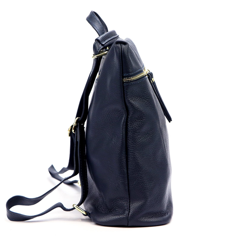 Vera Pelle Damski plecak z prawdziwej skóry duży z kieszeniami miejski