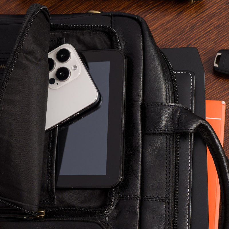 Torba męska skórzana na ramię laptopa duża biznesowa czarna Beltimore N07