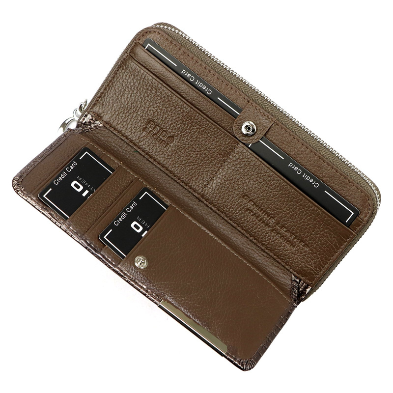 Skórzany duży lakierowany damski portfel Gregorio