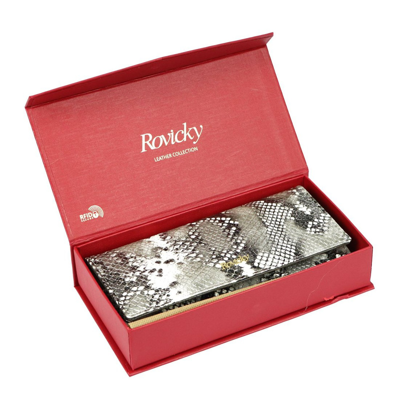 Skórzany damski portfel Rovicky 8801-BPRN RFID