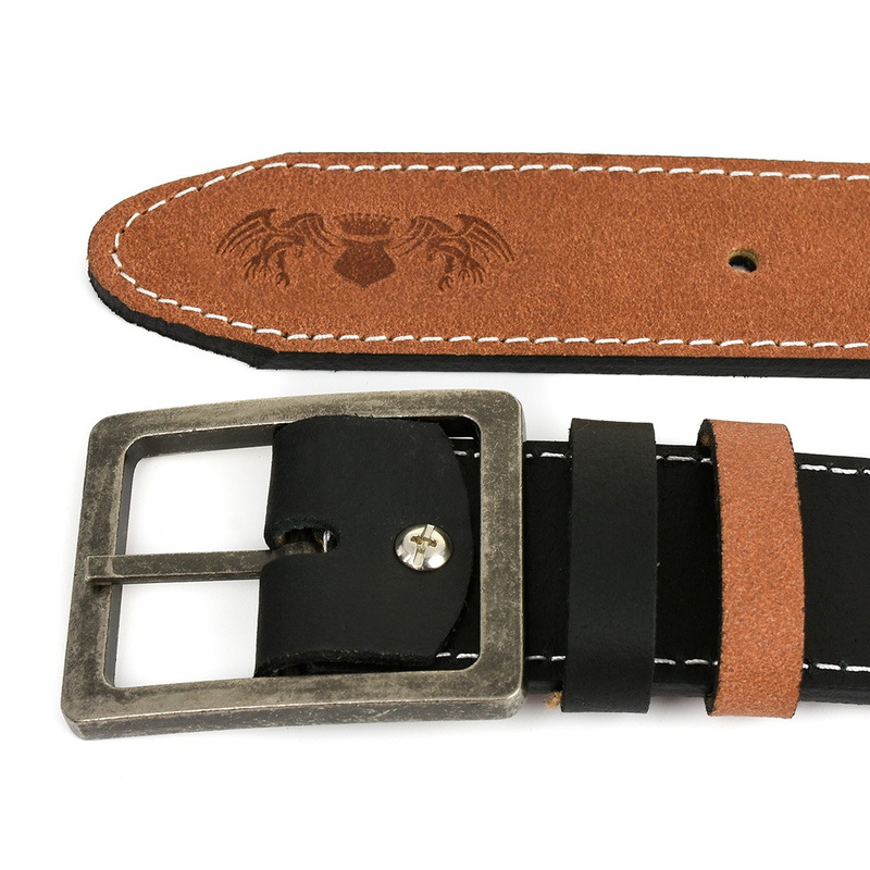 BELTIMORE Dwustronny Solidny Pasek męski skórzany Pudełko W23 : Kolory - czarny, Rozmiar pasków - r.105-120 cm