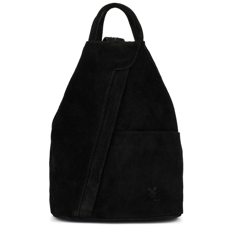 Czarny Vera Pelle włoski Plecak Skórzany damski mały T53