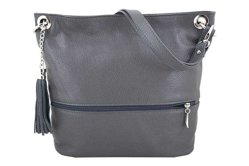 Skórzana torebka worek Barberinis- Beżowo-brązowa