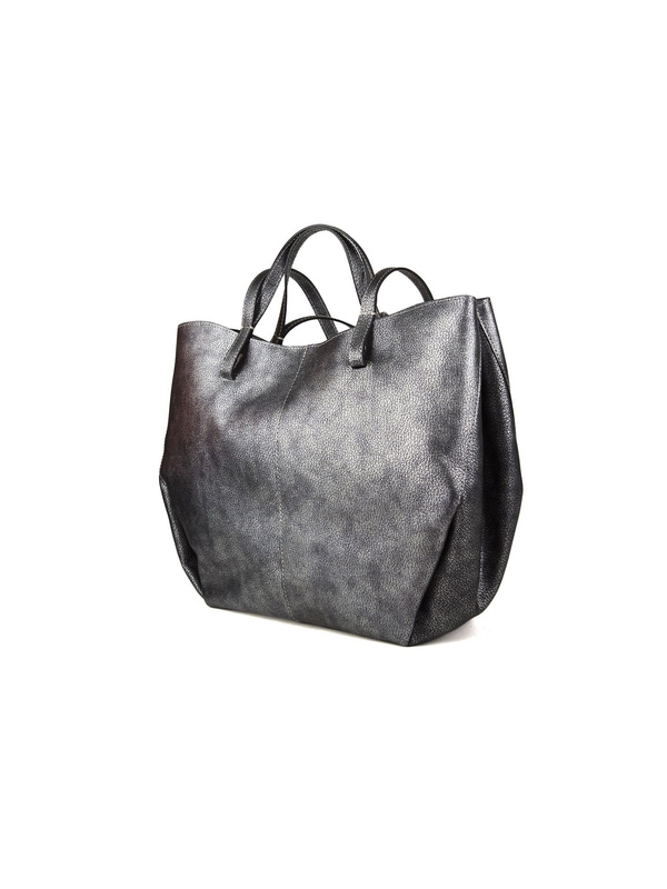Torebka shopper z cielęcej skóry bycast Giulia Monti GM1653 DL27 – metaliczny grafit