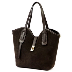 Luka Zamszowa skórzana damska shopperbag na ramię pojemna i stylowa