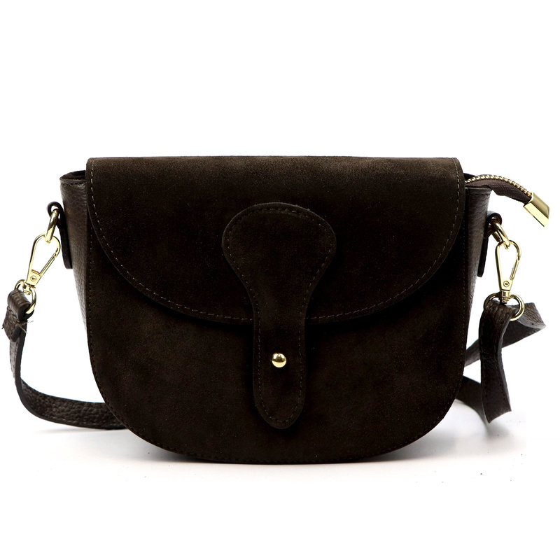 Vera Pelle damska listonoszka skóra zamszowa torebka na ramię z kieszenią