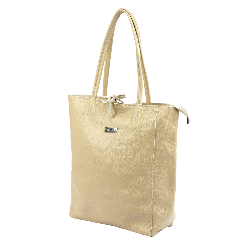 MiaMore Skórzana damska shopperbag duża torabka na ramię z kieszenią