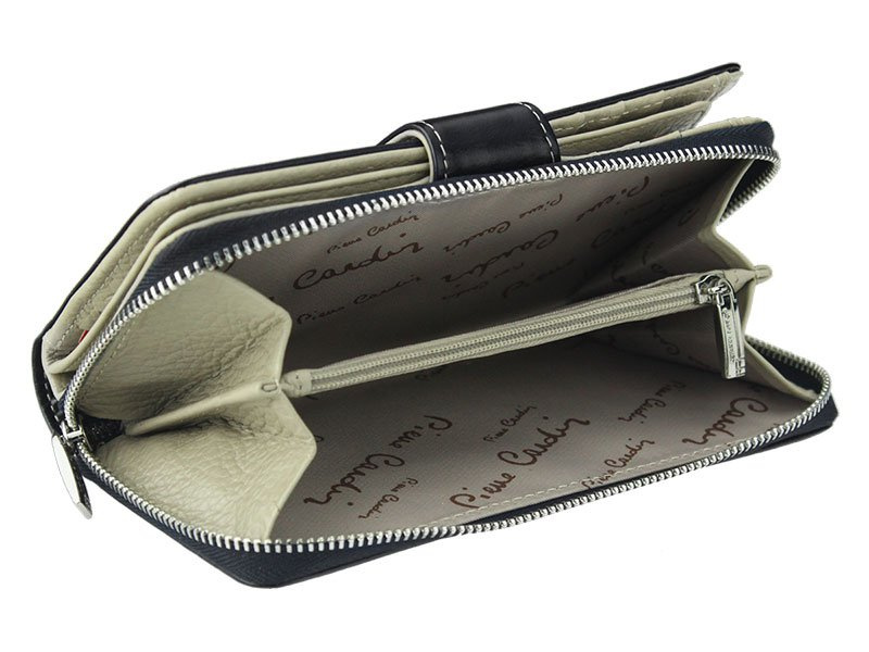 Pierre Cardin damski pionowy duży portfel skórzany podłużna portmonetka