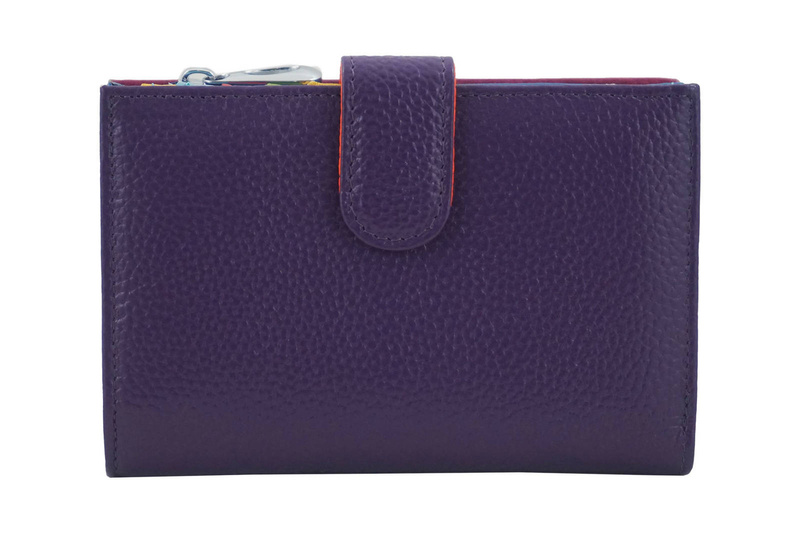 Skórzany portfel damski z ochroną RFID - Fioletowy