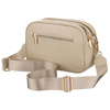 Torebka-listonoszka crossbody z kieszeniami na suwak, wykonana ze skóry ekologicznej w beżowym kolorze - Rovicky