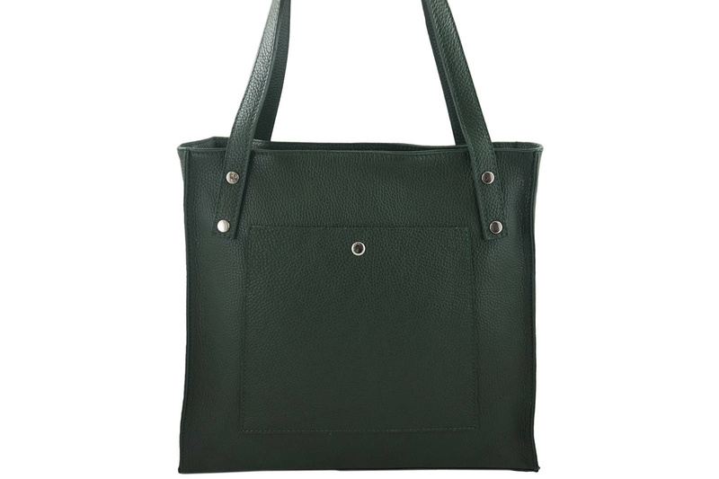 Torebka skórzana na ramię damska - Zielona ciemna