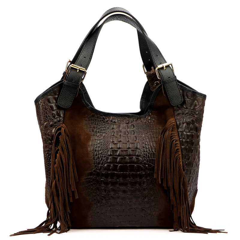 Vera Pelle damska shopperbag skórzana skóra krokodyla torebka na ramię