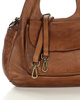 Włoska torebka skórzana z kieszenią z przodu retro bag handmade - MARCO MAZZINI czekoladowy brąz