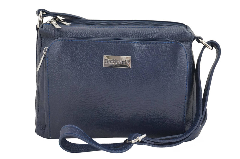 Listonoszka skórzana z kieszeniami - Granatowa