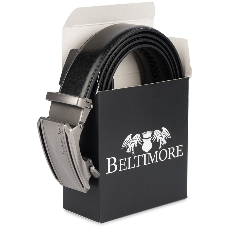 Pasek męski skórzany klamra automatyczna czarny Beltimore A51 : Kolory - granatowy, Rozmiar pasków - r.100-115 cm