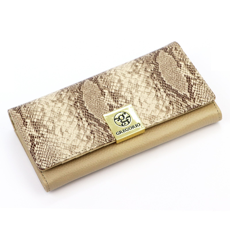 Stylowy Damski portfel motyw skóra węża Gregorio