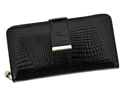 Stylowa Lakierowana duża damska skórzana portmonetka marki Jennifer Jones