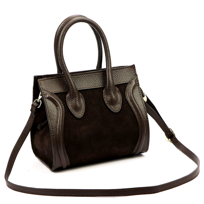 Vera Pelle damski mały kuferek skóra naturalna torebka na ramię z paskiem