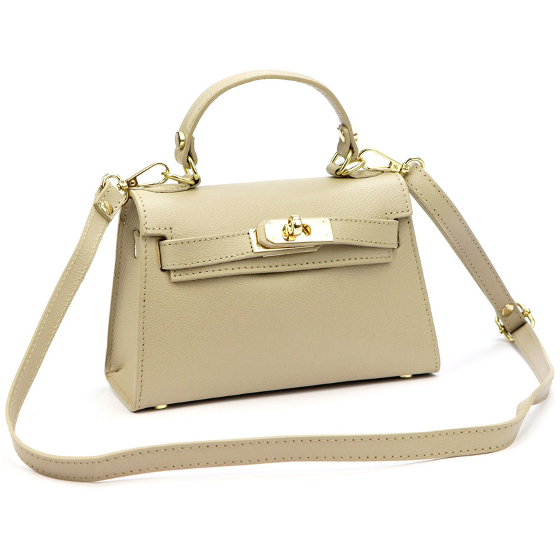 Mały damski kuferek listonoszka skórzana torebka do ręki z paskiem Luka