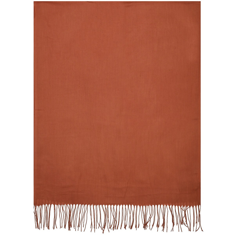 Miedziany duży szalik damski chusta z frędzlami szal jednolity modny ST-8