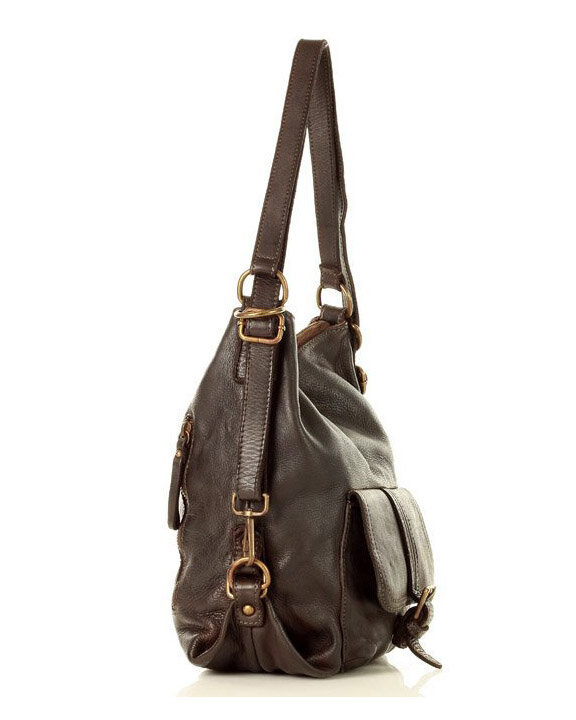 Torba skórzana dla wymagających z opcją plecak old school leather bag - MARCO MAZZINI ciemny brąz caffe