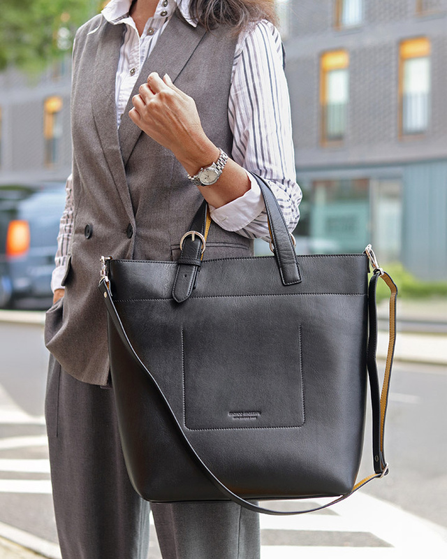 Duża torebka shoppperka do ręki skórzana premium MARCO MAZZINI brązowa