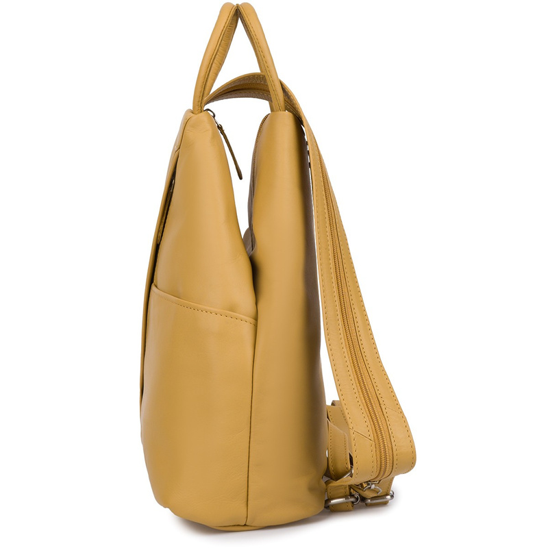 Plecak damski włoski plecaczek skórzany musztardowy mały Beltimore T52