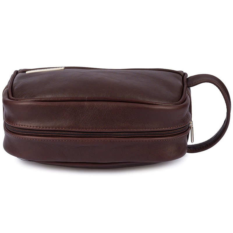 Kosmetyczka skórzana brązowa saszetka podróżna elegancka Beltimore R24