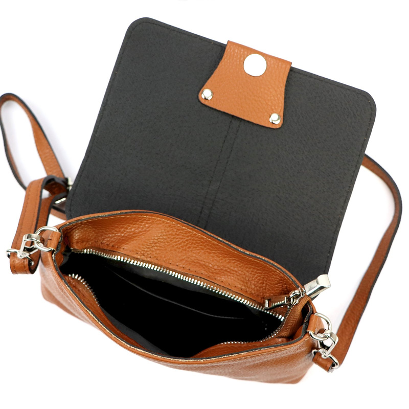 Skórzana damska listonoszka torebka przez ramię zamykana klapą Luka