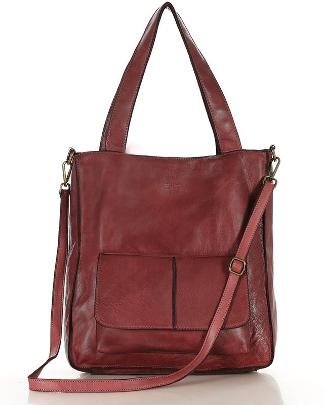 Torebka damska shopper A4 skóra naturalna - MARCO MAZZINI czerwona