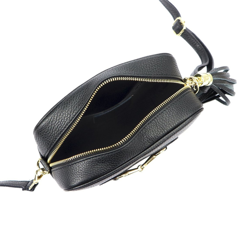 Luka damska listonoszka skóra naturalna torebka z brelokiem z frędzlem