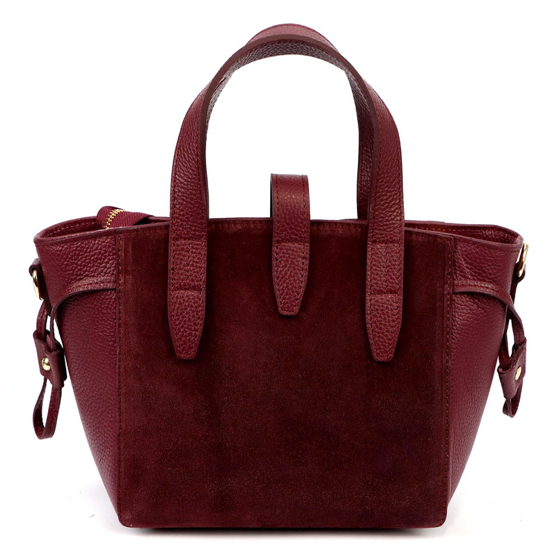 Luka Skórzany damski kuferek torebka do ręki z dopinanym paskiem elegancki