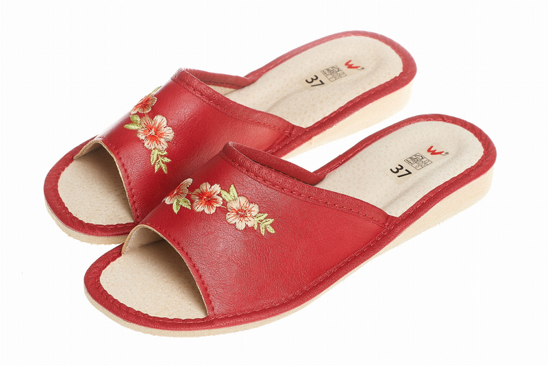 Wójciak Podhale damskie kapcie skóra naturalna domowe laczki otwarty palec