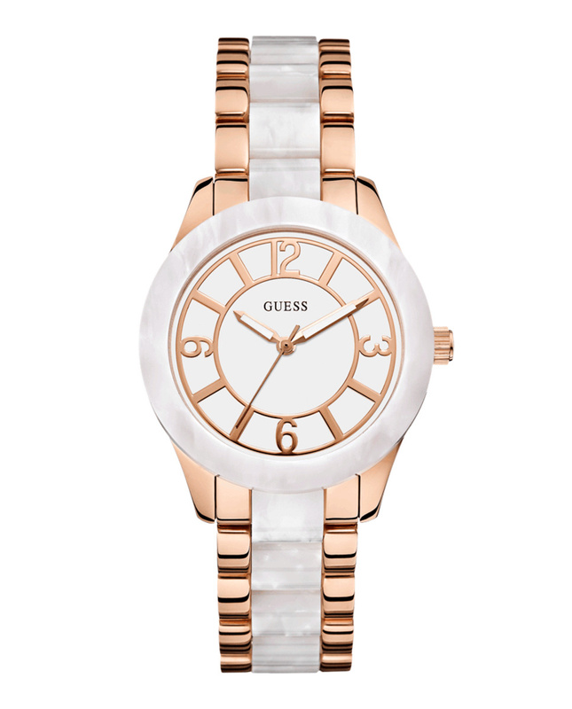 Zegarek GUESS W0074L2. Kwarcowy, Kolor biały różowy. Kobieta.