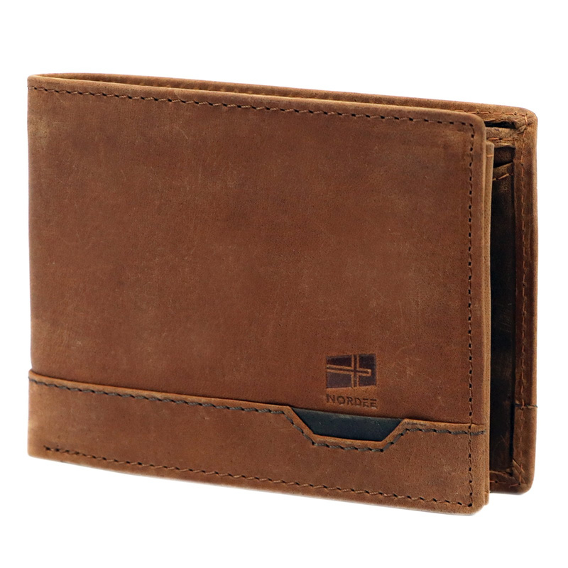 Nordee składany męski portfel skóra naturalna rozbudowany bez zapięcia