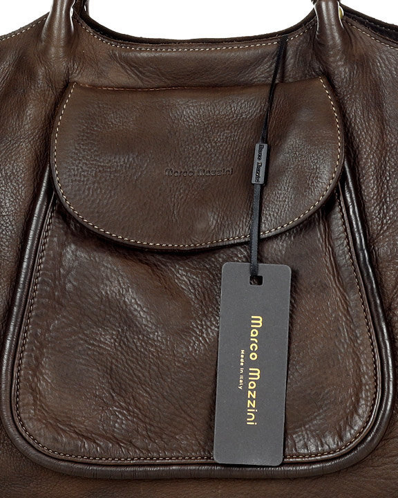 MARCO MAZZINI Torebka skórzana shopper bag ispirato dalla natura brąz