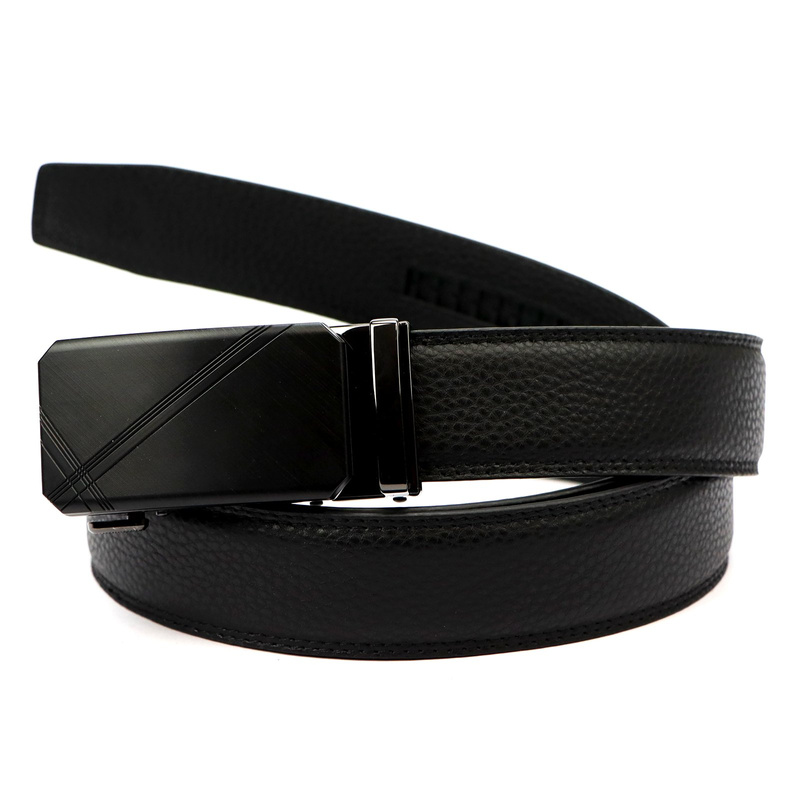 Nordee męski pasek do spodni ze skóry naturalnej samozaciskowa klamra