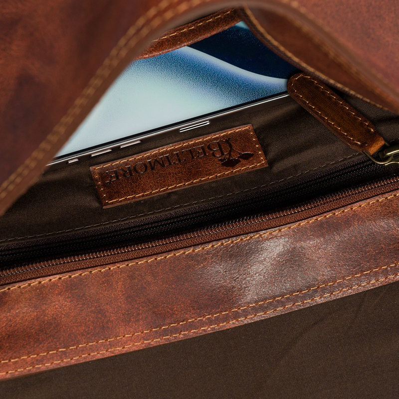 Torba męska skórzana na laptopa ramię komputer duża nubuk brązowa Beltimore N16