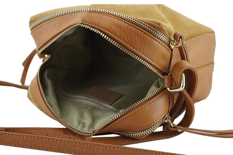 Damska skórzana listonoszka włoska - Beżowa