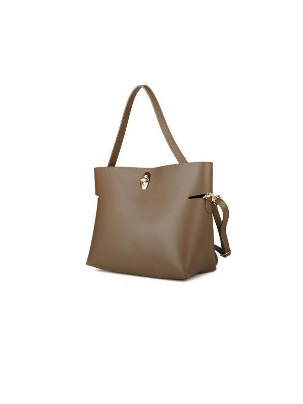 Szarobrązowa skórzana torebka tote Giulia Monti GM1591 taupe
