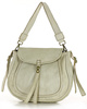 Marco Mazzini Torebka classic saddle bag ze skóry naturalnej na ramie beż taupe