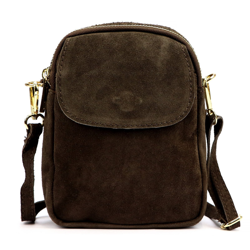 Luka Mała damska dwukomorowa listonoszka skórzana zamszowa przez ramię