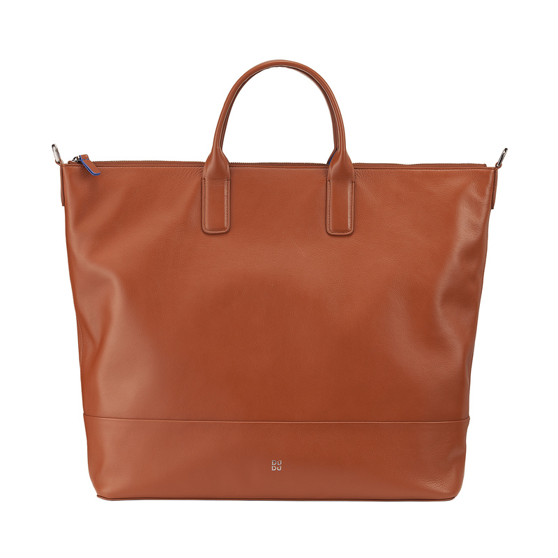 Pojemna damska shopperbag z kieszeniami skórzana dopinany pasek DUDU