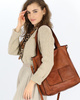 Torebka damska shopper A4 skóra naturalna - MARCO MAZZINI brąz camel