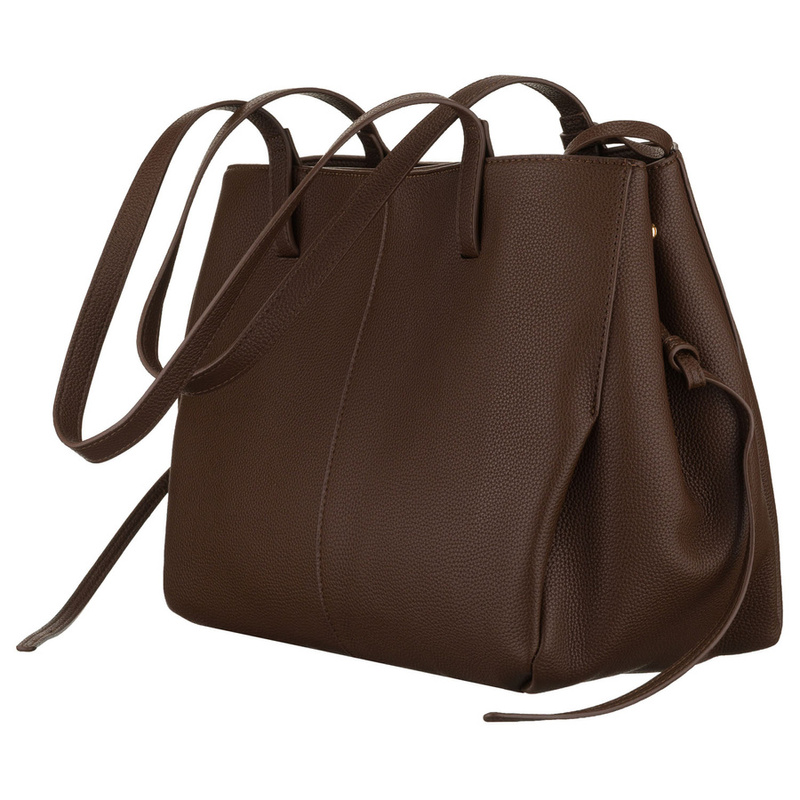 Brązowa shopperka damska wykonana ze skóry ekologicznej z praktycznym etui w zestawie - Peterson